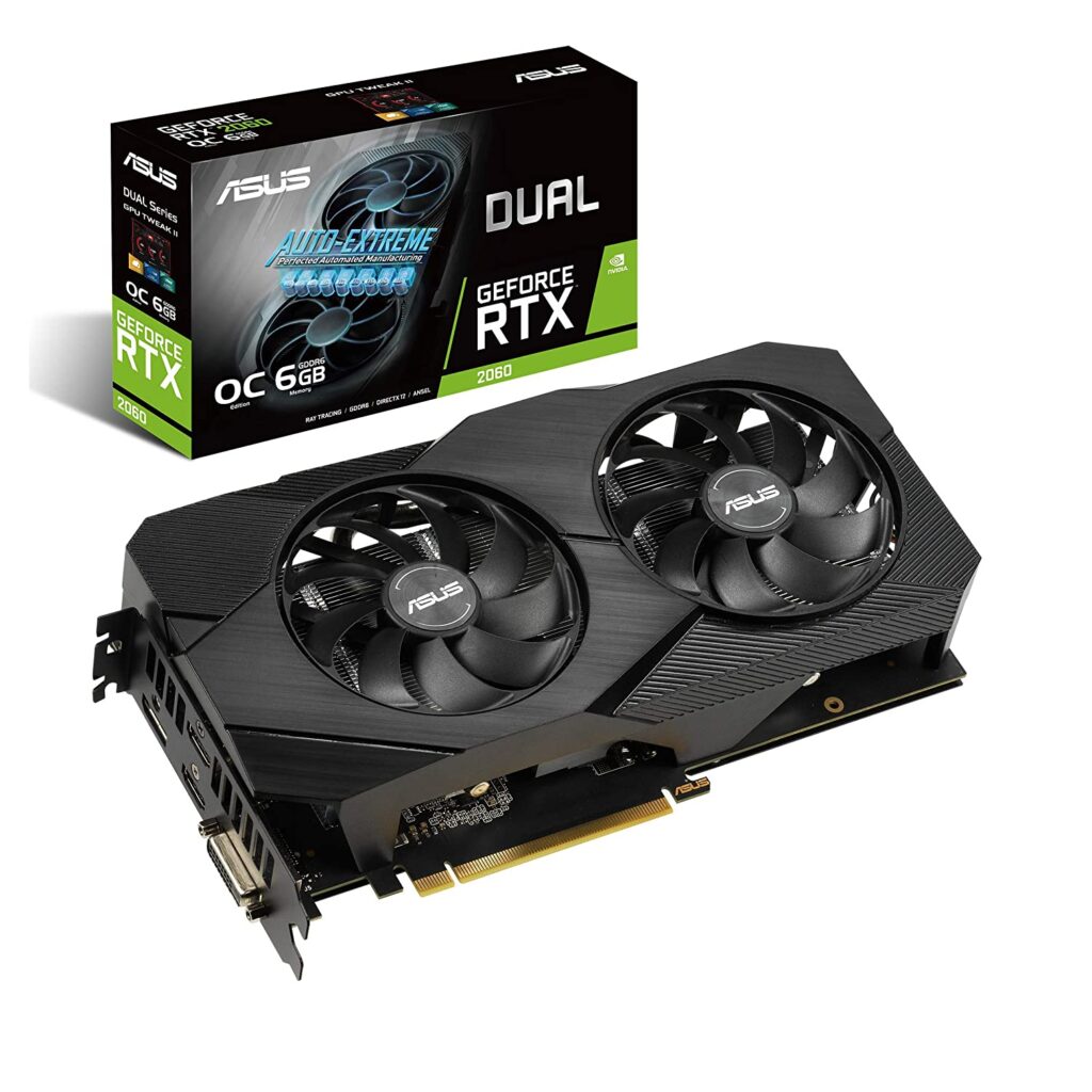 ASUS GeForce RTX 2060 Overclocked 6G GDDR6 Dual-Fan EVO Edition VR Ready HDMI DisplayPort DVI Graphics Card