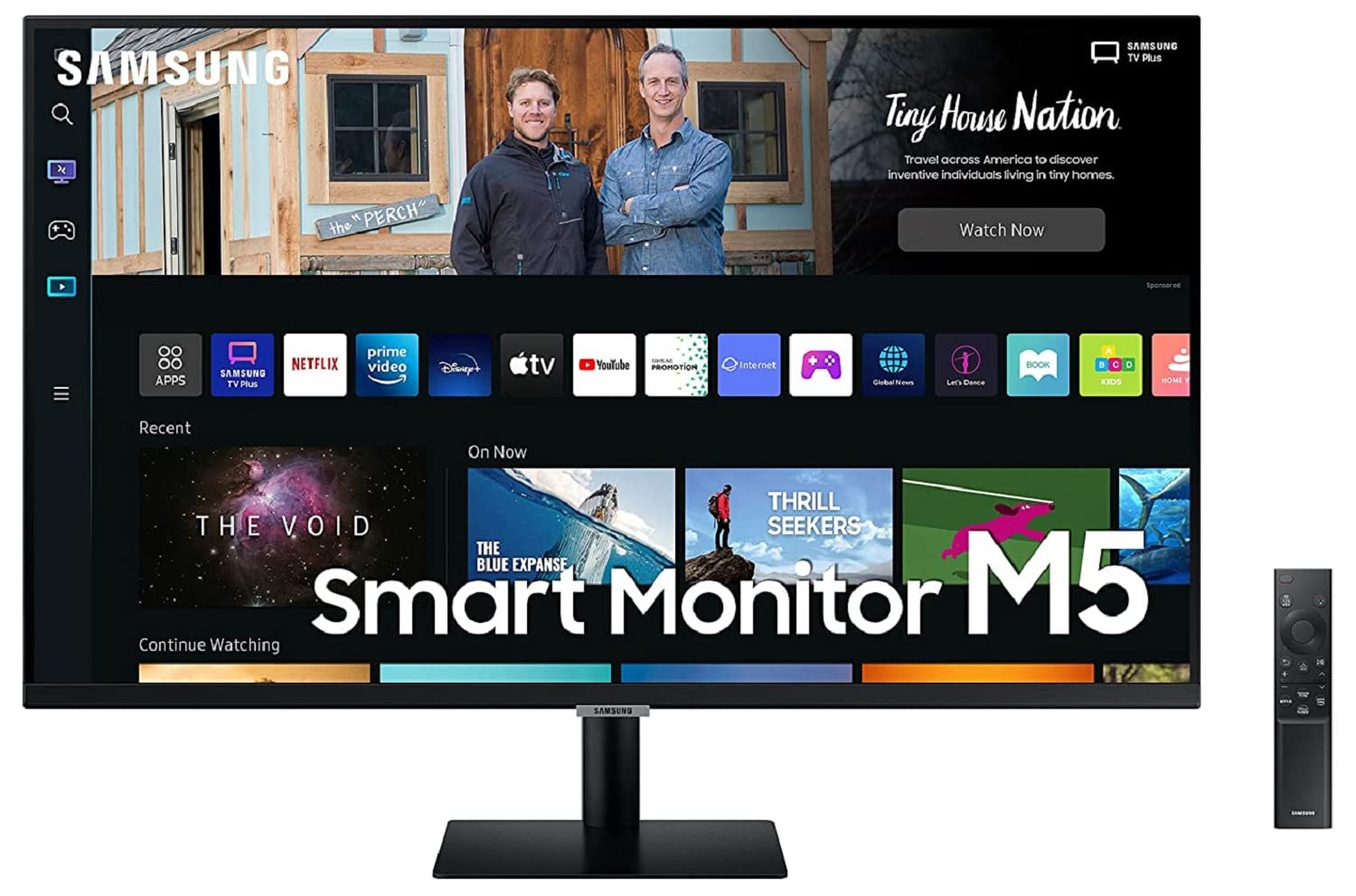 Samsung M5 - Ls27Bm500Ewxxl, 27 Inch (68.58 cm) 1920 x 1080 Pixels Fhd 1080P Smart Led Monitor, 4Ms Response Time, 1 Billion Color, Samsung Dex, Office 365, Bluetooth, Speakers, Remote Black